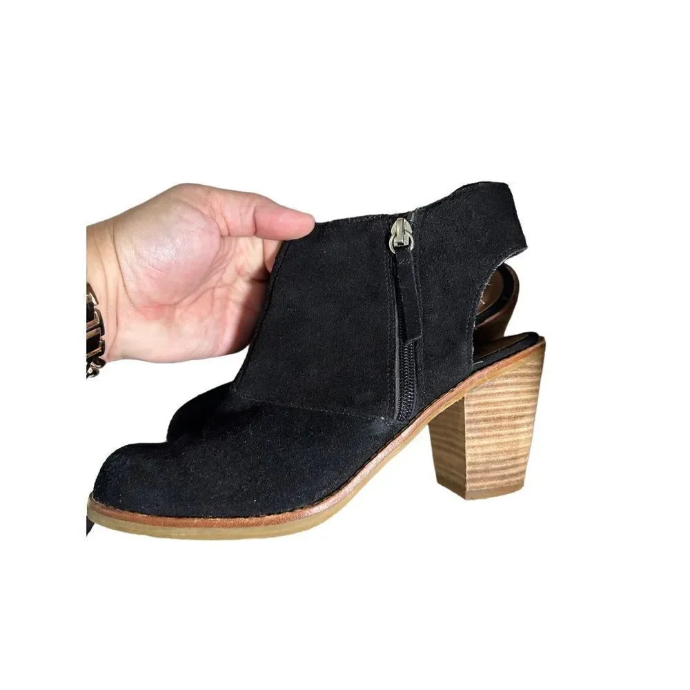 Dolce Vita Black Suede Heeled Peep Heel Bootie